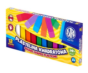 Plastelina kwadratowa ASTRA 12 kolorów kwadrat