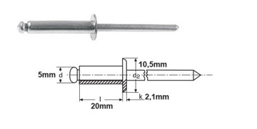 Nit zrywalny z kołnierzem 5x20 mm - Opakowanie 250 SZTUK