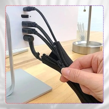 Maskownica do kabli 4 szt osłona maskująca na zamek błyskawiczny czarna