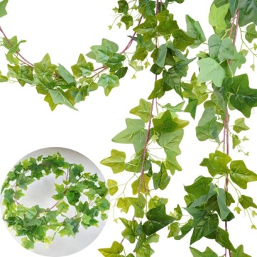 SZTUCZNA GIRLANDA XXL 190cm GĘSTE LIŚCIE DEKORACJA ZIELONA ŚLUB ŚCIANY ZWIS