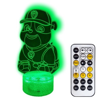 PSI PATROL RUBBLE LAMPKA NOCNA 3D LED + PILOT