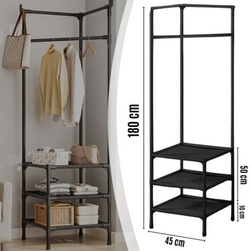 УГЛОВОЙ МЕТАЛЛИЧЕСКИЙ ШКАФ ДЛЯ ОДЕЖДЫ ВЕШАЛКА ДЛЯ ОДЕЖДЫ ШКАФ ЧЕРНЫЙ ШКАФ