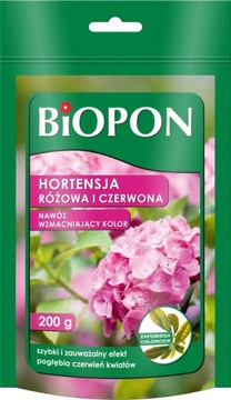 BIOPON NAWÓZ WZMACNIAJĄCY KOLOR NA CHLOROZE HORTENSJA CZERWONA RÓŻOWA