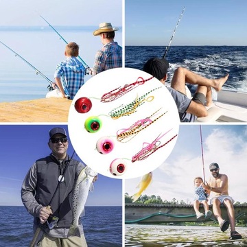 4x Fishing Head Jig Hook z silikonową spódnicą