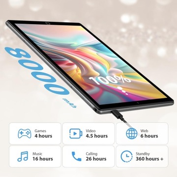 Планшет 10,1 дюйма, восьмиядерный процессор, 4 ГБ + 64 ГБ, Android 12.0, 4G LTE, Wi-Fi-клавиатура