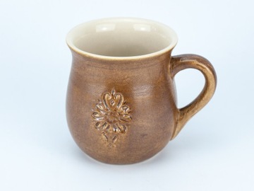 глиняная кружка, керамика, 0,4л, Колда Бендзин, эдельвейс, декор в фолк-парзенице