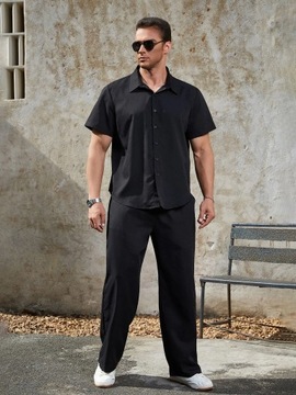 SHEIN ЧЕРНЫЙ КОМПЛЕКТ РУБАШКИ БРЮКИ С КАРМАНАМИ XXL 88108