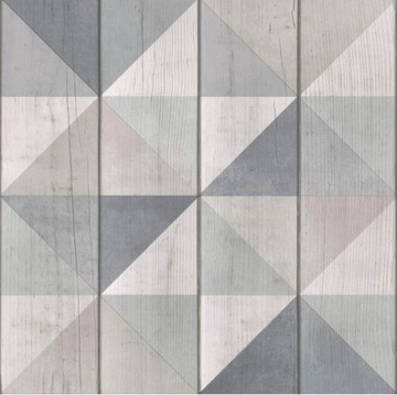 NOWOCZESNA TAPETA geometryczna DESKI TRÓJKĄTY flizelina