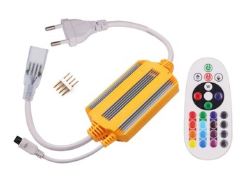 TAŚMA LED RGB 230V ZESTAW 5M WODOODPORNA + PILOT