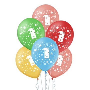 Balony kolorowe liczba 1 pierwsze Urodziny Roczek