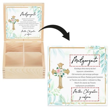 Pamiątka Pierwszej Komunii Świętej Prezent na Komunię Pudełko ŻYCZENIA