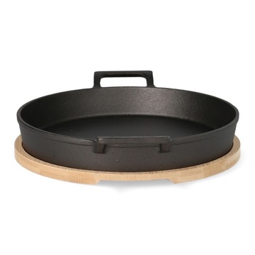 Сковорода чугунная ANDREAS с двумя ручками и бамбуковой подушкой, 25х20 см