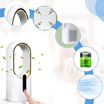 ТИХИЙ ВЕНТИЛЯТОР БЕСКРЫЛЫШИЙ НАСТОЛЬНЫЙ ВЕНТИЛЯТОР USB 3-СКОРОСТНОЙ, 2200 мАч