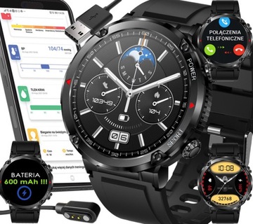 ZEGAREK SMARTWATCH CZARNY MĘSKI CIŚNIENIE ROZMOWY 600 mAh !!! SMART WATCH