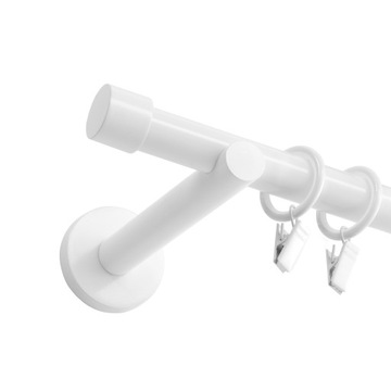 NOWOCZESNY KARNISZ POJEDYNCZY SIMPLE CICHE KÓŁKA 19mm / 150cm BIAŁY