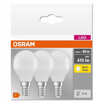 3 x Żarówka LED kulka 4.9W = 40W E27 2700K Osram