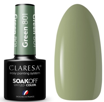 Claresa Lakier Hybrydowy do paznokci GREEN 801 zgniła zieleń