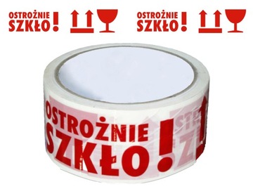 TAŚMA PAKOWA KLEJĄCA BEZPIECZEŃSTWA OSTROŻNIE SZKŁO KAUCZUK MEGA XL