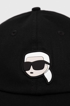 Karl Lagerfeld czapka z daszkiem bawełniana kolor czarny z aplikacją 230W34