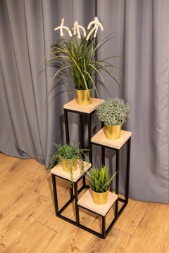 Стоячая подставка для цветов, Могрен черный, состаренный дуб