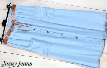 768 Modna ponadczasowa SPÓDNICA GUZIKI jeans pasek