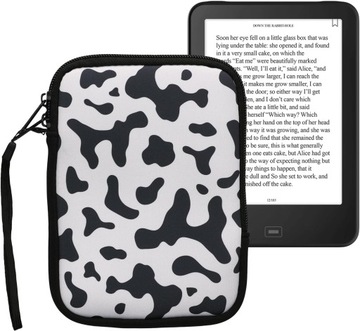 ETUI POKROWIEC NA KINDLE 6 CALI CZARNO-BIAŁY KRÓWKA UNIWERSALNY NA ZAMEK