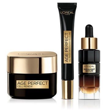 Набор косметики Лореаль: крем для лица, крем для глаз + сыворотка против морщин.