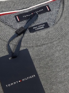 Tommy Hilfiger Sweter szary z dodatkiem kaszmiru XS - wypada większy