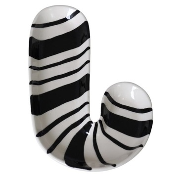 TALERZ CERAMICZNY LASKA CUKROWA W PASKI BIAŁO-CZARNA