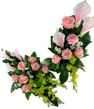 KOMPLET WIĄZANKA STROIK SZTUCZNE KWIATY NA GRÓB CMENTARZ