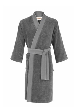 KENZO SZLAFROK SZARY BAWEŁNIANY WIĄZANY HAFT XL 0Z3C2*