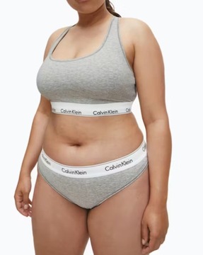 CALVIN KLEIN PLUS SIZE STRINGI SZARE LOGO XL P8B