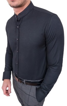 РУБАШКА МУЖСКАЯ, ЧЕРНАЯ С ВОРОТНИКОМ-СТОЙКОЙ, 4XL