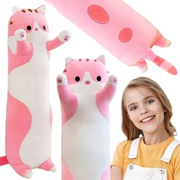 M. KOT PLUSZOWY MASKOTKA DŁUGI PLUSZAK MIŚ PRZYTULANKA 50 cm RÓŻOWY