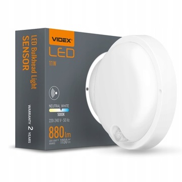 LAMPA ELEWACYJNA LED Biała 11W Czujnik Ruchu Bulkhead IP54 Solidna Modna