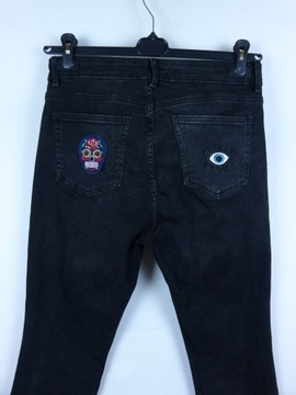 Denim Co Primark Cares spodnie dżins naszywki rozszerzane nogawki 14 / 42