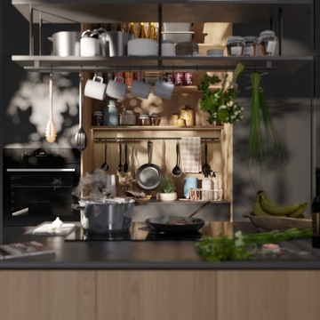 ЧЕРНОЕ КУХОННОЕ КОЛЬЦО 60СМ + 6 КРЮЧКОВ ПРОИЗВОДИТЕЛЬ