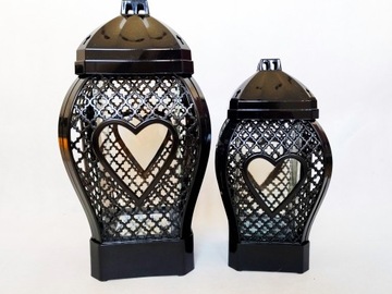 свеча-фонарь Glamour Heart Openwork белая 29 см