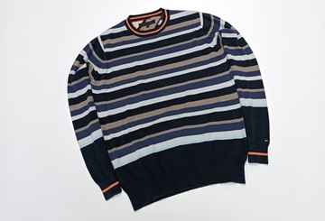 TOMMY HILFIGER Elegancki Oryginalny Sweter w Paski r. S