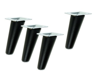 4x Noga do mebli, stolika drewniana, buk czarna skośna, zestaw 10 cm