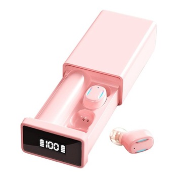 Muzyka w słuchawkach dousznych Słuchawki douszne Bluetooth 5.2 2200 mAh Etui ładujące 3D Różowy
