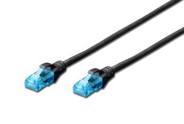 DIGITUS Patch cord U/UTP kat.5e PVC 0,25m Czarny