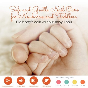 Электрическая пилочка для ногтей для младенцев и маленьких детей, безопасна в использовании.