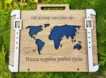 КАРТА ДЕНЬГИ Чемодан Конверт СВАДЕБНЫЙ ПОДАРОК ​​СВАДЕБНАЯ гравировка цвет ДУБ