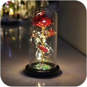 ВЕЧНАЯ РОЗА В СТЕКЛЯННОЙ КОРОБКЕ, СВЕТЯЩАЯСЯ, ИДЕЯ ПОДАРКА НА ЖЕНСКИЙ ДЕНЬ ДЛЯ НЕЕ
