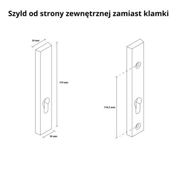 KLAMKA DO DRZWI ZEWNĘTRZNYCH Z ANTABĄ TOTAL CZARNA ROZSTAW 72 + SZYLD GÓRNY