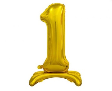 Balon foliowy Cyfra stojąca 1, złota, 74 cm