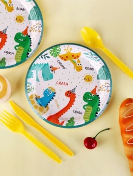 TALERZYKI PAPIEROWE URODZINY NA TORT DINOZAUR 6x