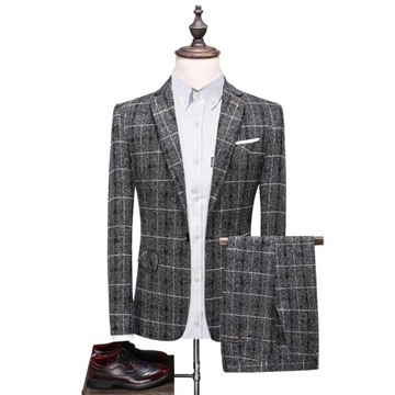 Garnitur męski Płaszcz spodnie kamizelka brytyjski styl Slim Fit | Kratę du
