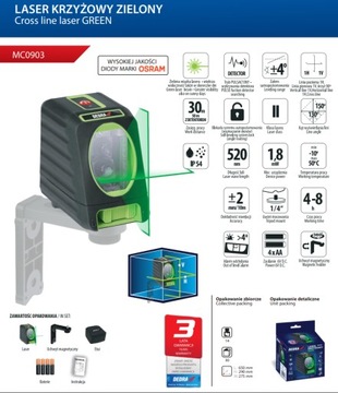 Laser krzyżowy Dedra MC0903 POZIOMICA LASEROWA